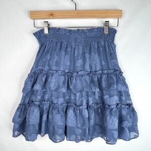 LC Lauren Conrad Blue Tiered Ruffle Skirt XS